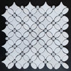 Italian Carrara White Marble Polished and Floral Design Mosaic Tile