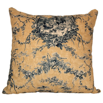 Country Toile 90/10 Duck Insert Pillow With Cover, 20x20