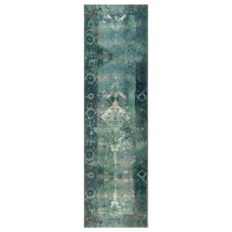 Marina Kermin Indoor/Outdoor Rug, Blue, 1'11"x7'6"