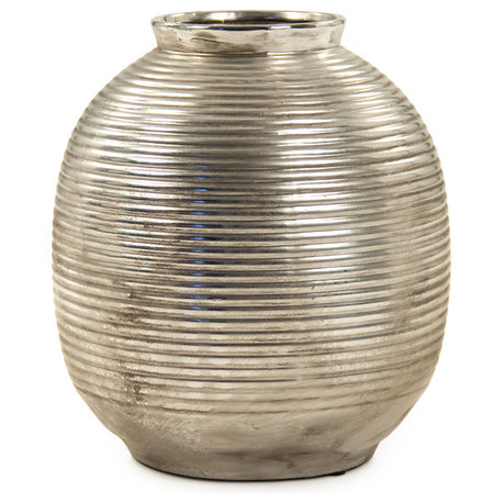 Distressed Metallic Spherical Vase