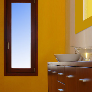 BAÑO: ESTUCO Y MADERA