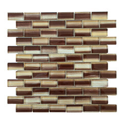 Brown and Golden Modern Art Glass Mosaic Tiles (Brick Pattern & Glass) - Home Accessories & Decor