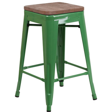 Flash Furniture 24" Backless Green Counter Ht. Stool - CH-31320-24-GN-WD-GG