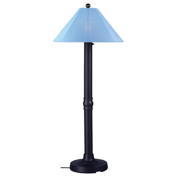 Catalina Floor Lamp 39680 With 3" Black Body And Sky Blue Sunbrella Shade Fabric