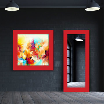 Grandeur Spotlight Mirror And Wall/Floor Art Set, Italian Red, WM05014