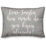 Designs Direct Creative Group - Dear Santa, Gray 14x20 Lumbar Pillow - Decorate for Christmas with this holiday-themed pillow. Digitally printed on demand, this  design displays vibrant colors. The result is a beautiful accent piece that will make you the envy of the neighborhood this winter season.