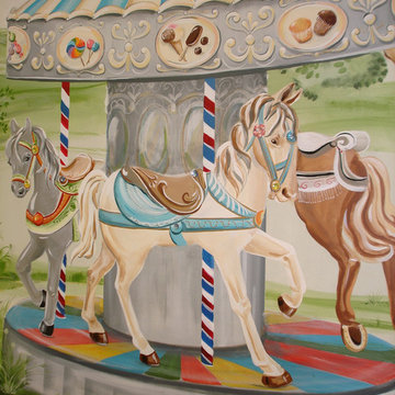 Custom Mural. Carousel theme. Kids.