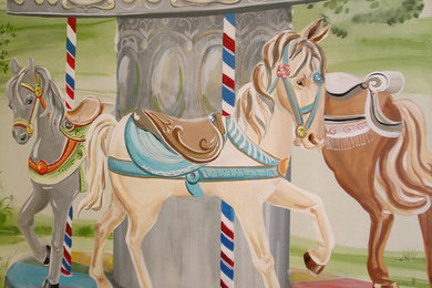 Custom Mural. Carousel theme. Kids.
