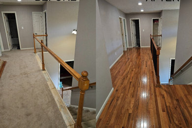 Hallway - traditional dark wood floor hallway idea in Other