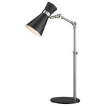 Z-LITE - Z-LITE 728TL-MB-BN 1 Light Table Lamp, Matte Black + Brushed Nickel - Z-LITE 728TL-MB-BN 1 Light Table Lamp,Matte Black + Brushed Nickel The Soriano Collection design in a mixed metal hourglass shape with asymmetric flair is the attractive focal point of this collection. The black finish is accented by brass or chrome details. Adjustable directional shades make this collection not only fashionable but functional as well.Style: Modern, Billiard, Retro, Period inspiredFrame Finish: Matte Black + Brushed NickelCollection: SorianoShade Finish/Color: Matte BlackFrame Material: SteelShade Material: MetalActual Weight(lbs): 5Dimension(in): 13.75(W) x 25.25(H) x 8.75(L)Bulb: (1)60W Medium Base(Not Included),DimmableUL Classification: CUL/cETLuUL Application: Dry
