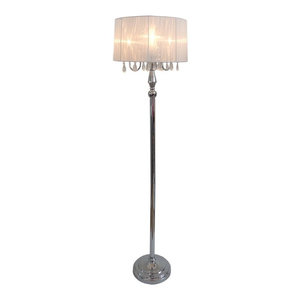 Elegant Designs Trendy Sheer White Shade Floor Lamp With Hanging