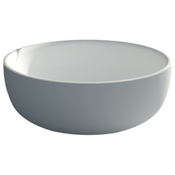 ADM Circular Freestanding Bathtub, Glossy White, 59.1"