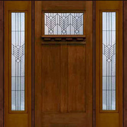 Prehung Side lights Door 80 Fiberglass Oak Park Craftsman Glass - Front Doors
