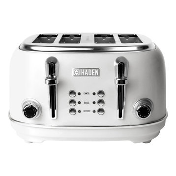 Haden Heritage 4-Slice, Wide Slot Toaster with Browning Control, Ivory White