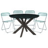 Leisuremod Lawrence 5-Piece Acrylic Folding Dining Chair, Table, Jade Green