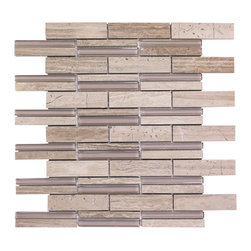Marble Glass/Grey Strips - Mosaic Tile