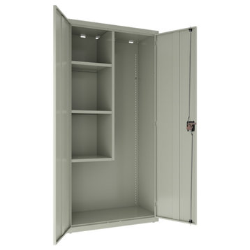 Hirsh Janitorial Metal Cabinet 18"D x 36"W x 72"H Light Gray