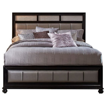 Coaster Barzini Upholstered Faux Leather Queen Panel Bed Gray