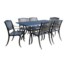 GDF Studio Marietta Outdoor 7-Piece Cast Aluminum Black Sand Dining Set