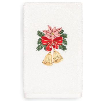 Linum Home Textiles Christmas Bells Hand Towel, White