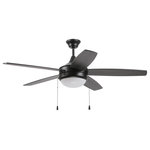 Craftmade - 52" Energy Star Ceiling Fan in Flat Black with Blades and Light Kit (EPHA52FB5) - Craftmade (EPHA52FB5) Modern Style Phaze Energy Star Collection 52" Energy Star Ceiling Fan In Flat Black With Bowl Shaped Frost White Acrylic Shade(s). (Shade(s) included: Yes.) Energy saving, 3-speed reversible DC motor. 6" downrod (included). New 80% transmittance polycarbonate lens. Optional lens cover sold separately. Mounting Method: Dual Mount (Flat or Angled Ceiling). Mounting Location: Dry. Blade Data: 5 Flat Black/Greywood 22.32 Inch Blades (Included). Reversible Blades: Yes. Motor Speeds: 3. Light Bulb Data: 2 E26 8 Watt. Dimmable: No. Bulb Included: Yes.