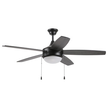 52" Energy Star Ceiling Fan in Flat Black with Blades and Light Kit (EPHA52FB5)