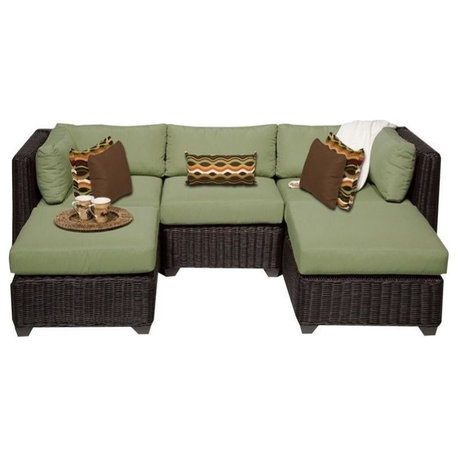 TKC Venice 5 Piece Outdoor Wicker Sofa Set in Cilantro