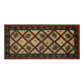 Hooked Wool Pine Cone Hearth Rug, 2' x 4