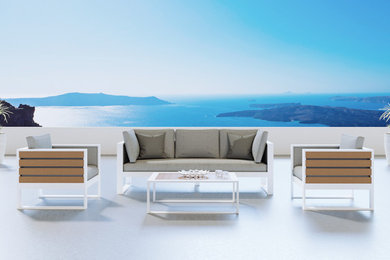 Example of a large minimalist patio design in Miami with no cover