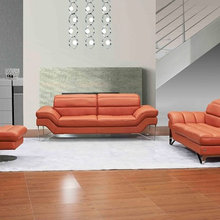 Modern Contemporary Genuine leather Astro Sectional Pumpkin