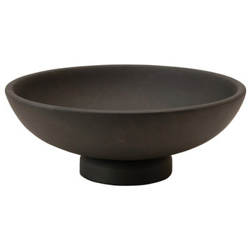 Mango Wood Footed Bowl, Black
