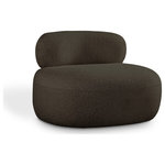 Meridian Furniture - Venti Black Boucle Fabric Upholstered Set, Brown, Chair - Discover timeless beauty with this Venti boucle fabric living room chair that's designed to elevate your interior space. This exceptionally crafted art-deco-inspired chair is part of the Venti collection and boasts an alluring curved shape to add elegance and refinement to your room. Upholstered in rich brown boucle fabric, the chair has a plush texture that's oh-so-cozy against the skin. The art deco styling makes it a real statement piece, whether you place it in your living room, home office, or your favorite reading nook.