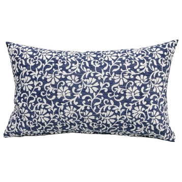 Kimberly Ann Indoor/Outdoor Throw Pillow, Set of 2, Jasmine Blue, 12" X 20"