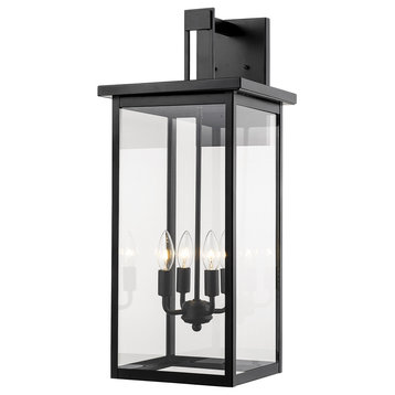 Barkeley Collection 4-Light 27" Tall Outdoor Fixture, Powder Coat Black