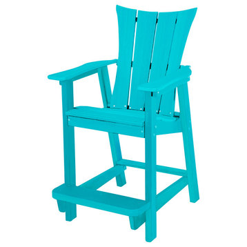 Phat Tommy Counter Height Adirondack Chair - Tall Outdoor Chair, Poly Furniture, Teal