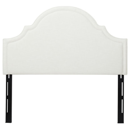 Catherine Arched Upholstered Camelback Headboard, Antique White Polyester, Queen
