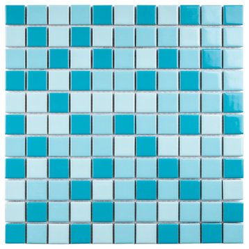 11.75"x11.75" Lisle Grid Mosaic Tile Sheet, Creamy Blue