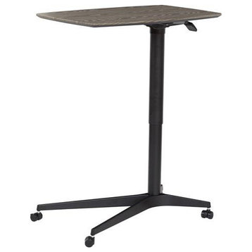 Pemberly Row 28" Height Adjustable Lift Table with Metal Base in Gray