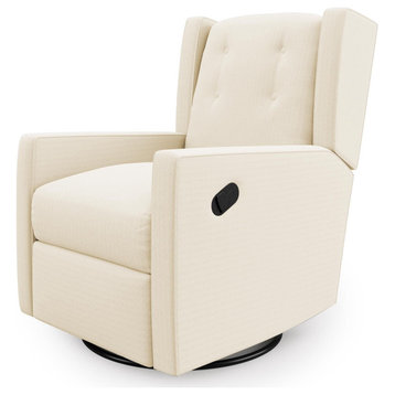 Recliner Glider Chair, Comfortable Seat With Swiveling Function, White
