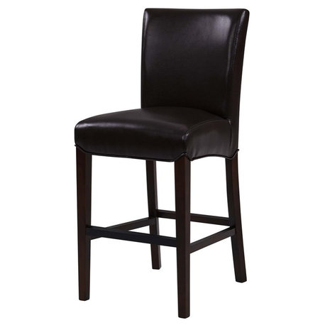 New Pacific Direct Milton 26.5" Bonded Leather Counter Stool in Black Finish