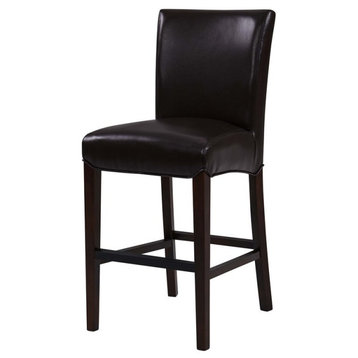 New Pacific Direct Milton 26.5" Bonded Leather Counter Stool in Black Finish