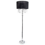 Elegant Designs - Elegant Designs Trendy Romantic Sheer Shade Floor Lamp, Hanging Crystals, Black - Elegant Designs Trendy Romantic Sheer Shade Floor Lamp with Hanging Crystals.