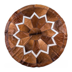 LEATHER Luxury Patchwork Area Rug / European Import / 5'9" x 5'9" - Area Rugs