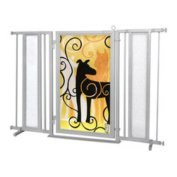 Fusion Gates - Fusion Gate with Limited Edition Dream Dog Design, Satin Nickel, 52"-60" - Dog Gates