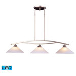 Elk Home - 3-Light Island Light, Satin Nickel and Tea Swirl Glass, Led, 800 Lumens - The geometric lines of this collection offer harmonious symmetry with a sophisticated contemporary appeal. A perfect complement for kitchens, billiard parlors, or any area that requires direct lighting.