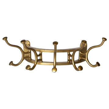 Bowery Hill Contemporary Wall Mounted Coat Rack in Antique Brass