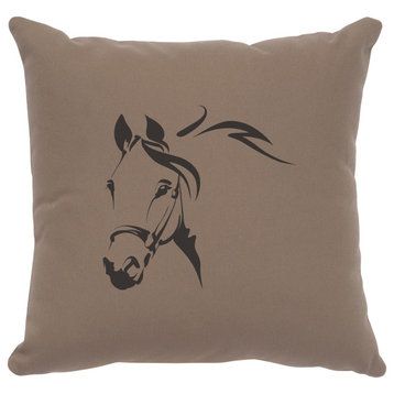 Image Pillow 16x16 Horse Profile Cotton Taupe