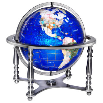 Compass Jewel Silver World Globe by Replogle Globes