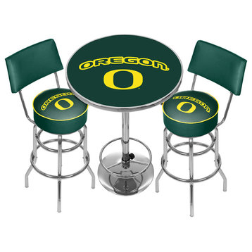 University of Oregon Game Room Combo, 2 Stools With Back and Table