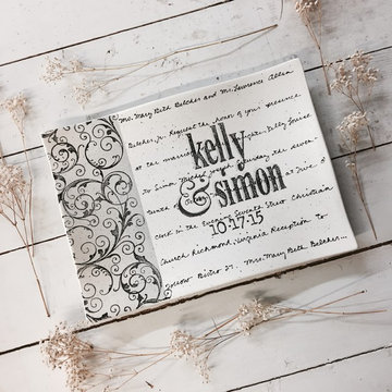 Personalized Scroll Wedding Invitation Ceramic Serving Platter